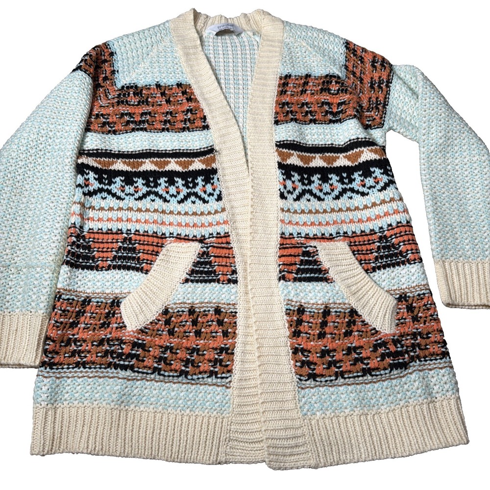 6X~ Womens Trucloth Multi Color Cardigan Knit Sweater  Sz Small Aztec pattern